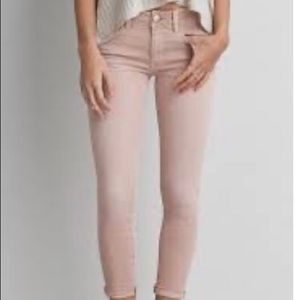 American eagle blush colored crop jeggings size 6